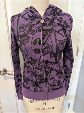 Nightmare Before Christmas Print Purple Zip Hoodie Jacket Disneyland